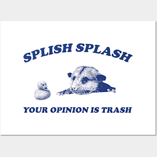 Splish Splash Your Opinion Is Trash Opossum Shirt, Retro Cartoon Possum Posters and Art